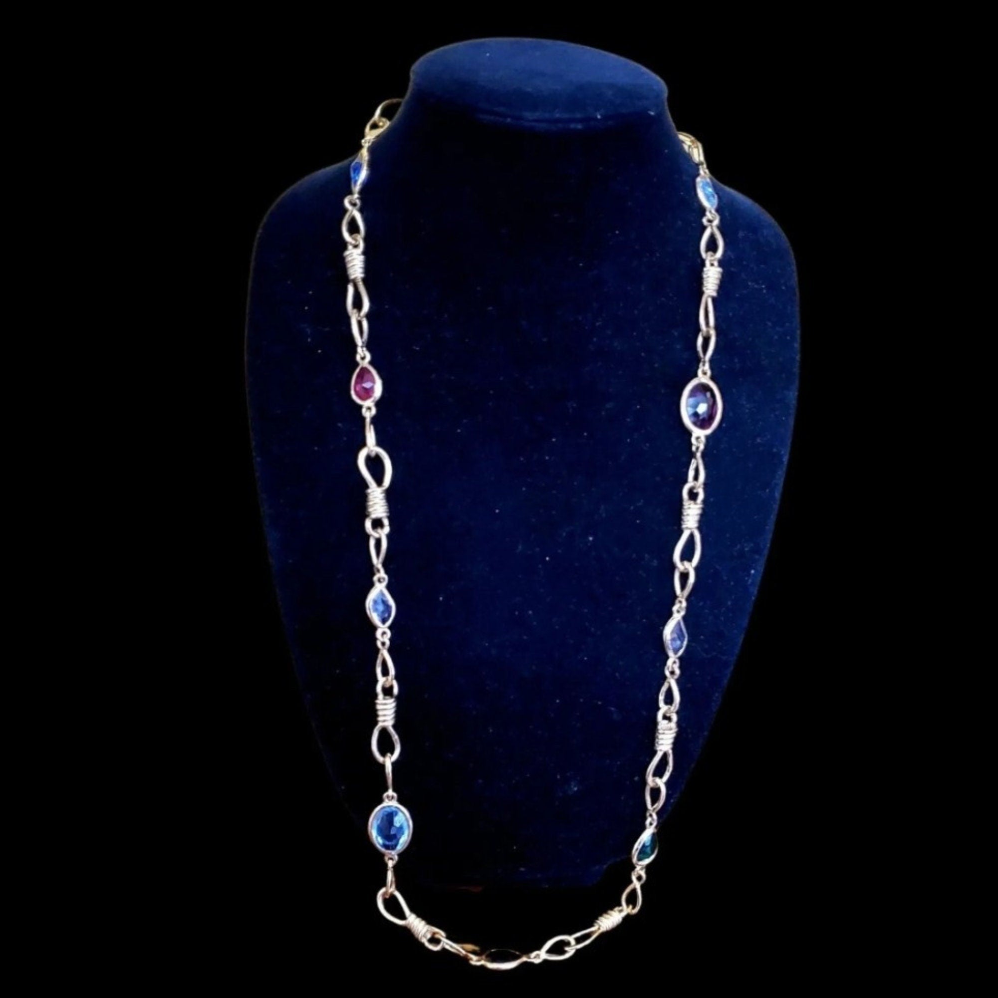KJL Kenneth Jay Lane Gold Plated Barb Wire Colored Vintage Necklace