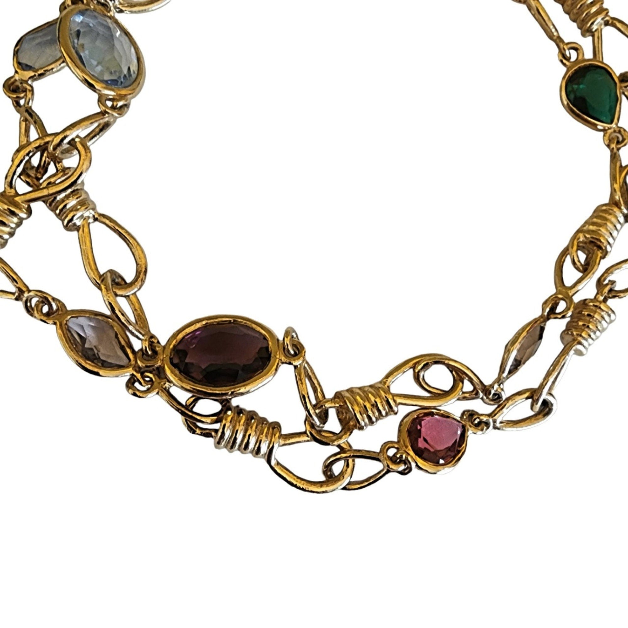 KJL Kenneth Jay Lane Gold Plated Barb Wire Colored Vintage Necklace