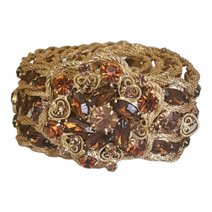 Stunning Yves Saint Lauren YSL Topaz Crystal Gold Plated Belt S-M