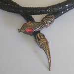 Vintage DL Auld Company Ruby Eyed Snake Belt Antique Gold Necklace