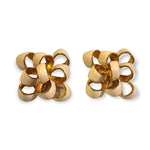 White Enamel Gold Plated Ribbon Bow Vintage Earrings