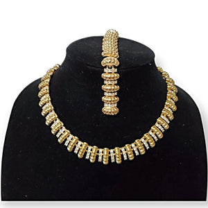 JBK Gold Plated Swarovski Bracelet Necklace Set, Jackelyn Kennedy Camrose Cross Necklace Bracelet