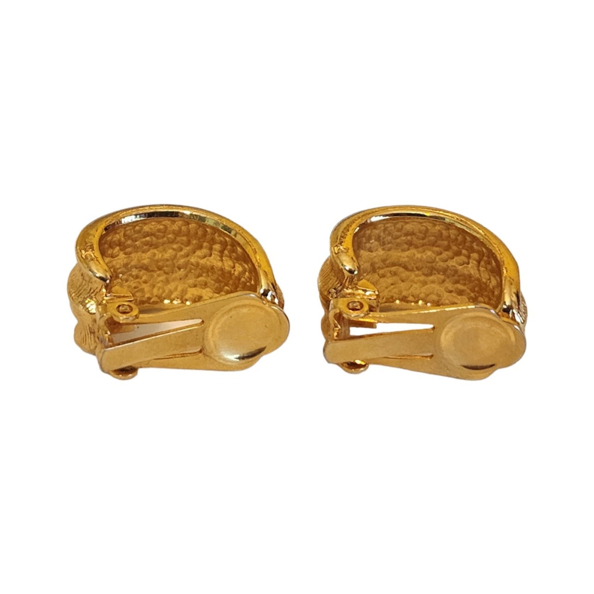 Designer Hoop Gold Plated Runway Clip On Vintage Earrings