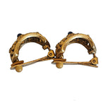 Etruscan Gold Plated Faux Pearl Cabochon Clip On Vintage Earrings