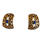 Etruscan Gold Plated Faux Pearl Cabochon Clip On Vintage Earrings