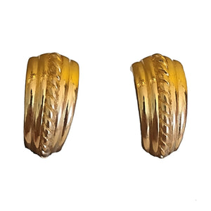 Stunning TRIFARI Rope Gold Plated Hoop Vintage Earrings, Runway, Couture