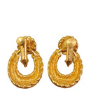 Stunning NAPIER Scalloped Gold-Plated Articulated Doorknocker Screw Back Vintage Earrings