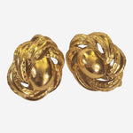 Beautiful TRIFARI Swirl Textured Knot Gold Plated Clip On Earrings