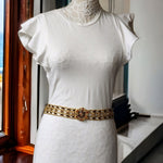 Stunning Yves Saint Lauren YSL Topaz Crystal Gold Plated Belt S-M