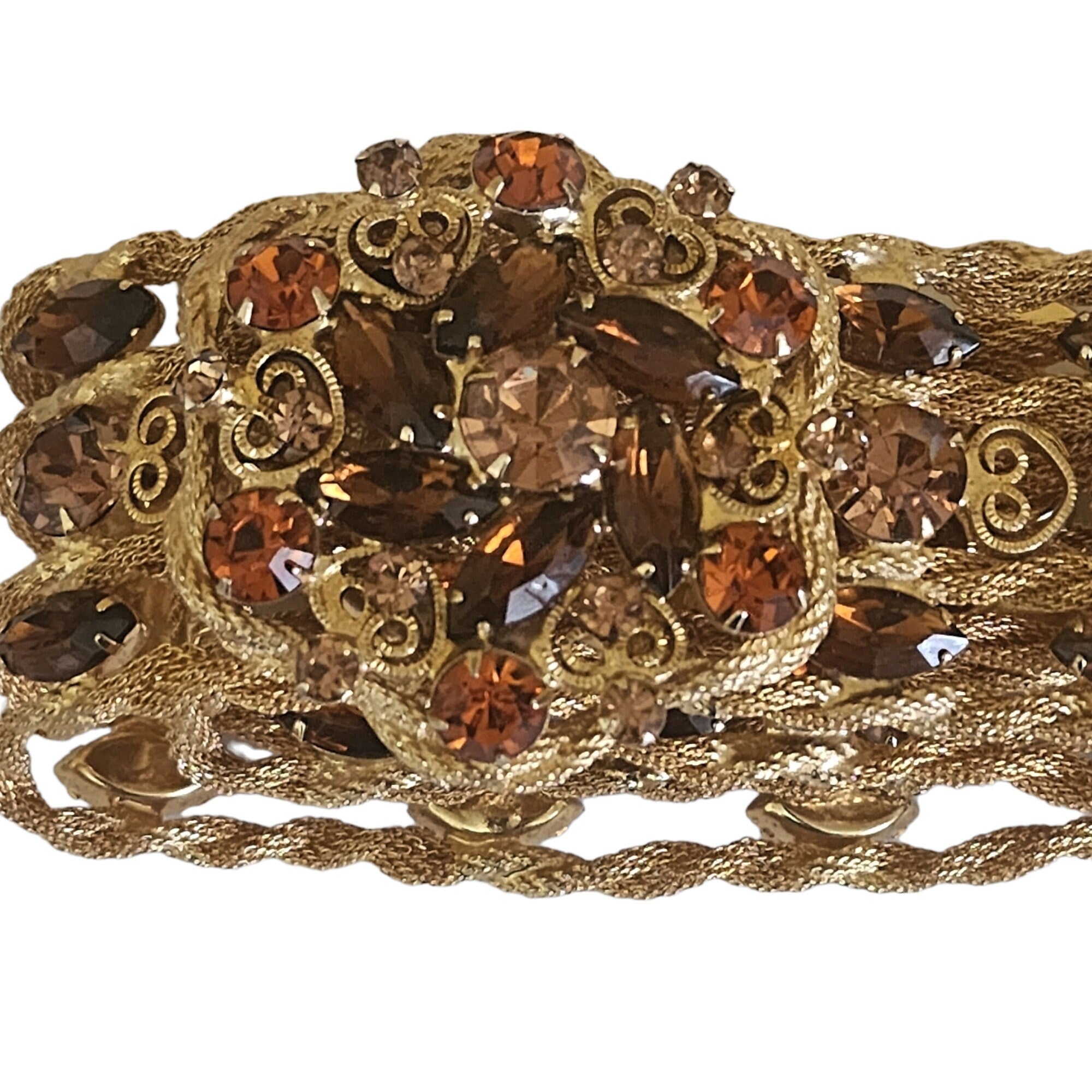 Stunning Yves Saint Lauren YSL Topaz Crystal Gold Plated Belt S-M
