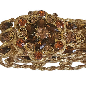 Stunning Yves Saint Lauren YSL Topaz Crystal Gold Plated Belt S-M