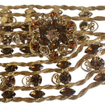 Stunning Yves Saint Lauren YSL Topaz Crystal Gold Plated Belt S-M