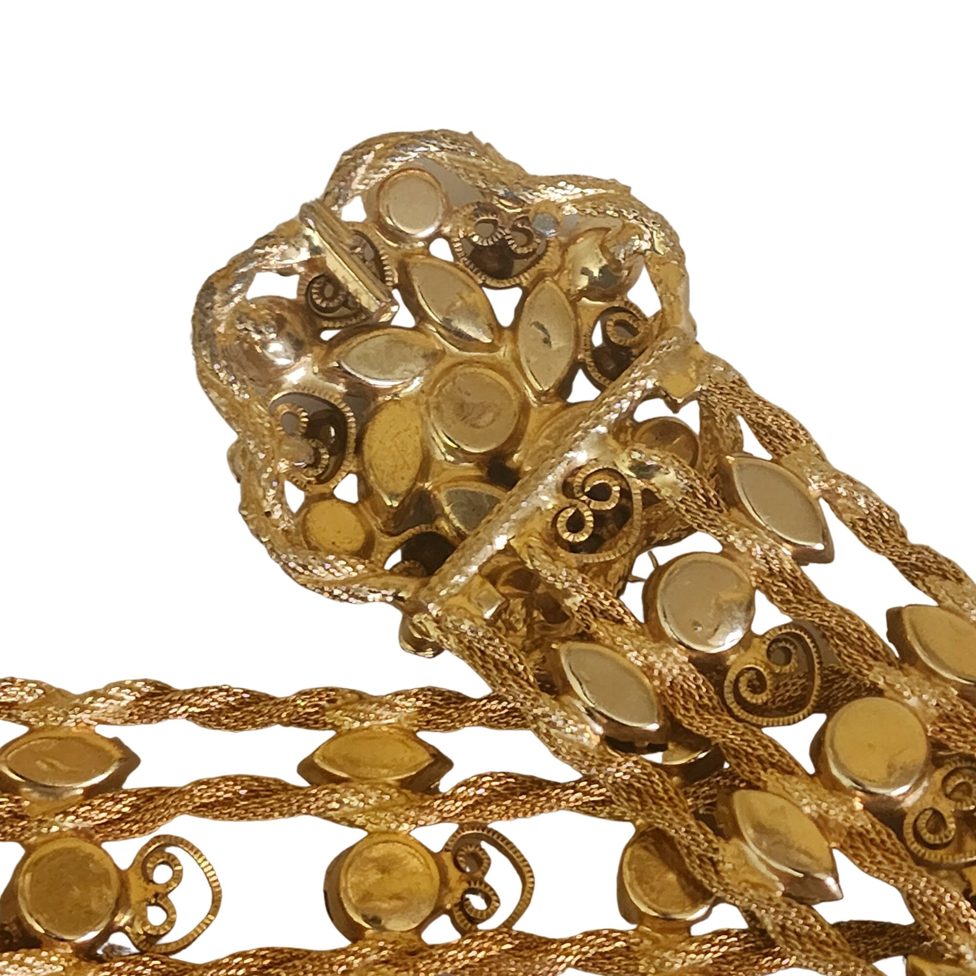 Stunning Yves Saint Lauren YSL Topaz Crystal Gold Plated Belt S-M