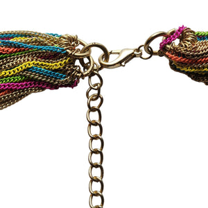 Stunning Rainbow Enamel Multistrand Gold Plated Vintage Necklace