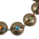 BEN ANUM Disk Egyptian Modernist Glass Cabochon Silvertone Vintage Collar Necklace, Statement Choker Necklace, Runway Necklace