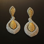 GORG! Teardrop 18K CZ Illusion Stones Yellow White Gold-Plated Earrings - Couture, Bridal Earrings, Wedding Statement Earrings