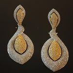 GORG! Teardrop 18K CZ Illusion Stones Yellow White Gold-Plated Earrings - Couture, Bridal Earrings, Wedding Statement Earrings