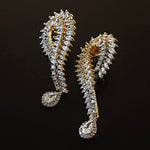 Stunning 18k CZ Marquise Yellow Gold-Plated Dangle Earrings, Wedding