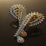 Stunning 18k CZ Marquise Yellow Gold-Plated Dangle Earrings, Wedding