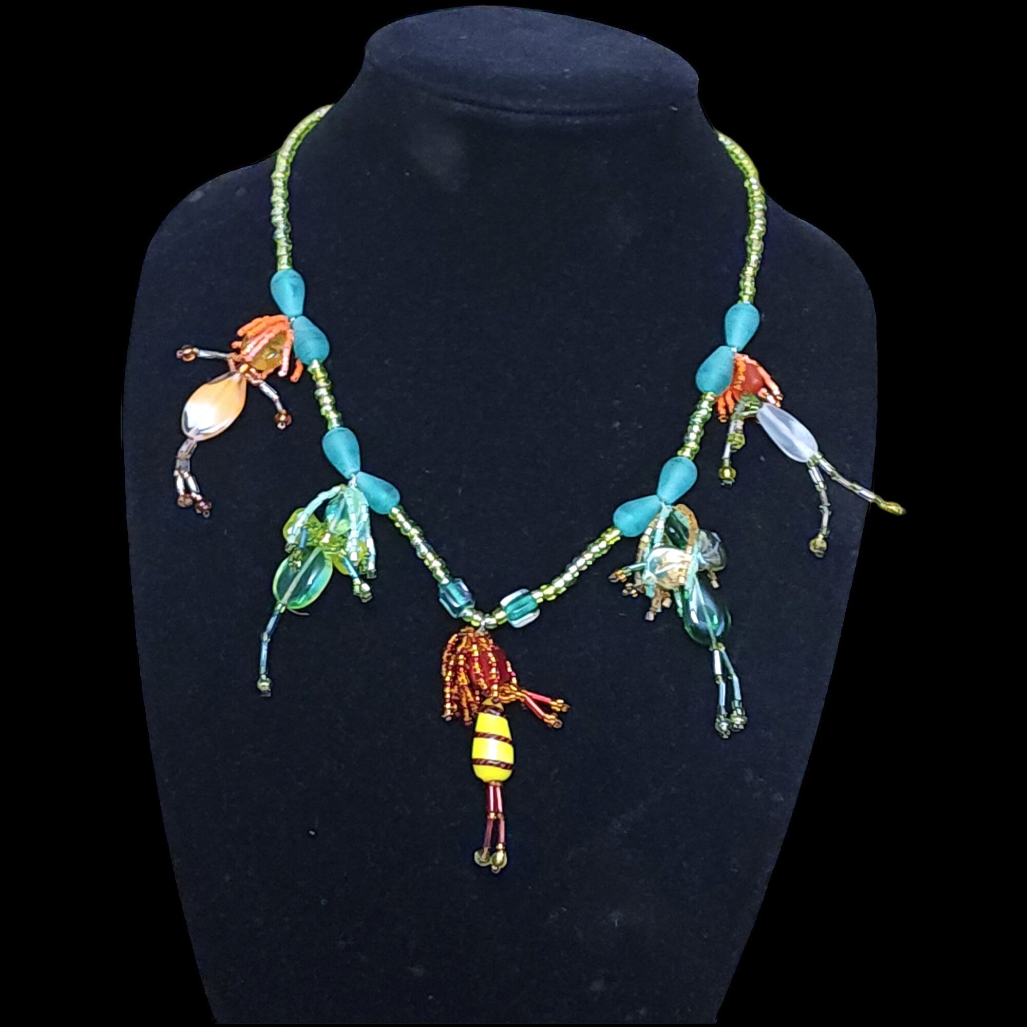 Vintage Studio Art Glass Dancing Ladies Vintage Necklace