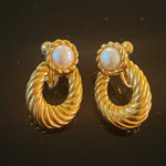 Stunning NAPIER Scalloped Gold-Plated Articulated Doorknocker Screw Back Vintage Earrings