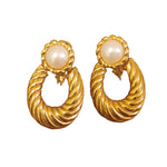 Stunning NAPIER Scalloped Gold-Plated Articulated Doorknocker Screw Back Vintage Earrings