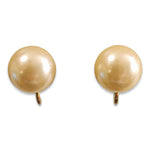 Classic HOBE Pearl 10 MM Stud Gold Plated Vintage Clip On Earrings