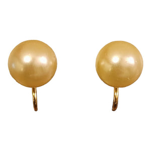 Classic HOBE Pearl 10 MM Stud Gold Plated Vintage Clip On Earrings