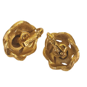 Beautiful TRIFARI Swirl Textured Knot Gold Plated Clip On Earrings