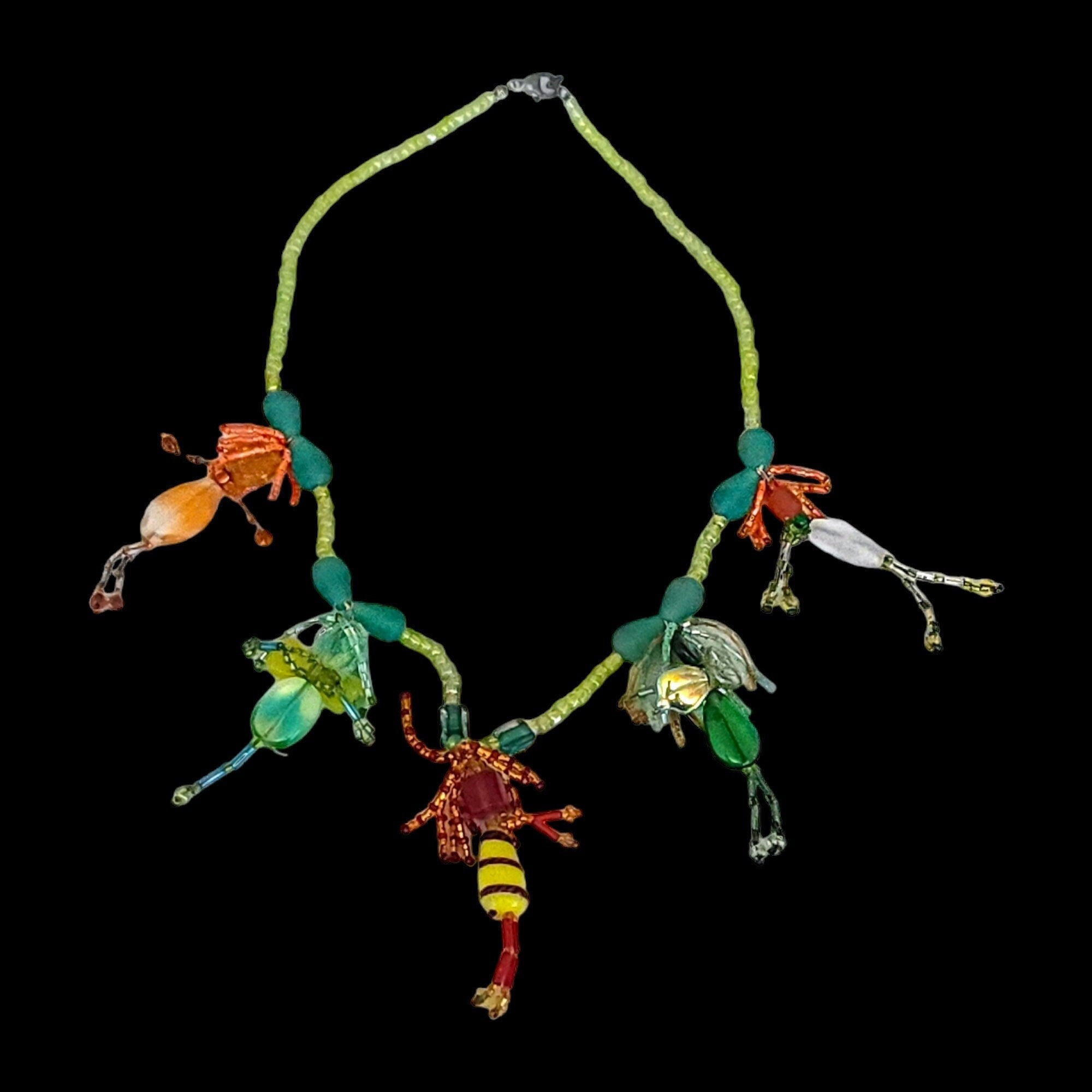 Vintage Studio Art Glass Dancing Ladies Vintage Necklace