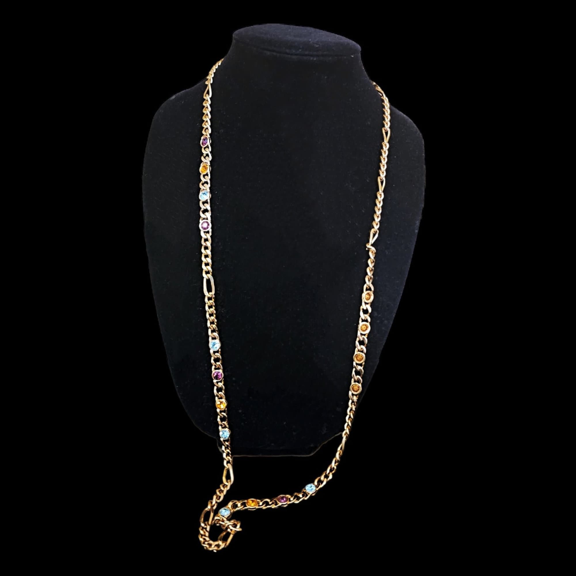 BLANCA Sautoir Multicolor Glass Crystal Figaro Vintage Necklace