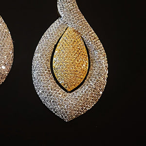 GORG! Teardrop 18K CZ Illusion Stones Yellow White Gold-Plated Earrings - Couture, Bridal Earrings, Wedding Statement Earrings
