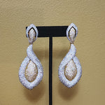 GORG! Teardrop 18K CZ Illusion Stones Yellow White Gold-Plated Earrings - Couture, Bridal Earrings, Wedding Statement Earrings