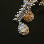 Stunning 18k CZ Marquise Yellow Gold-Plated Dangle Earrings, Wedding
