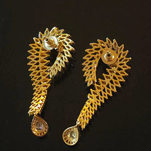 Stunning 18k CZ Marquise Yellow Gold-Plated Dangle Earrings, Wedding