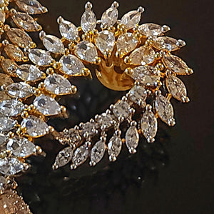 Stunning 18k CZ Marquise Yellow Gold-Plated Dangle Earrings, Wedding