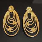 18K Swirl Blooming Flower Pave Marquise CZ Yellow Gold-Plated Earrings, Dangle Earrings, Bridal Earrings, Wedding Earrings