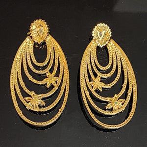 18K Swirl Blooming Flower Pave Marquise CZ Yellow Gold-Plated Earrings, Dangle Earrings, Bridal Earrings, Wedding Earrings