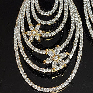 18K Swirl Blooming Flower Pave Marquise CZ Yellow Gold-Plated Earrings, Dangle Earrings, Bridal Earrings, Wedding Earrings