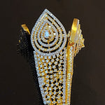 Modern 18k V Shaped CZ Cocktail Two-Tone Gold-Plated Earrings
