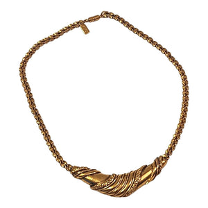 Beautiful Byzantine Gold Plated Bib Vintage Necklace, Designer Choker Necklace