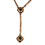CRAFT Signed Glass Y-Lariat Gold Plated Vintage Necklace