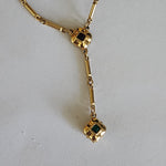 CRAFT Signed Glass Y-Lariat Gold Plated Vintage Necklace