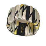 Wide Emilio Pucci Raffia Leather Silk Tubular Bright Yellow, Cream, Black Bracelet