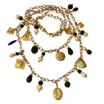 Gorgeous Baroque Pearl SeaShell Gold Plated Double Strand Charm Dangle Vintage Necklace and Earrings