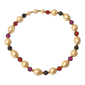RICHELIEU Baroque Pearl Lucite Gold Plated Vintage Necklace