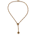 CRAFT Signed Glass Y-Lariat Gold Plated Vintage Necklace