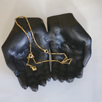 CRAFT Signed Glass Y-Lariat Gold Plated Vintage Necklace