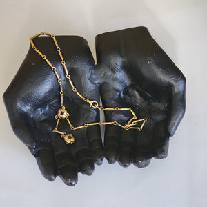 CRAFT Signed Glass Y-Lariat Gold Plated Vintage Necklace