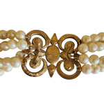 Stunning! Richelieu Faux Pearl Diamante Crystals Moghul Style Gold Plated Choker Vintage Necklace